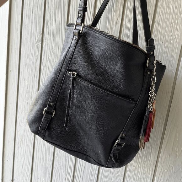 The Sak Palermo Top Grain Black Leather Shoulder Bag Tote Medium - Picture 11 of 11